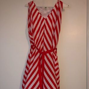 Red and white stripe dress